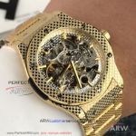 Perfect Replica Hublot Classic Fusion Yellow Gold Grid Case Skeleton Dial 45mm Watch 